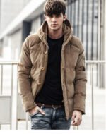 Autumn and winter men’s hooded padded corduroy down cotton men’s casual wild trend coat