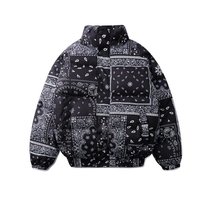 Retro Cashew Flower Full Print Padded Coat - Image 2