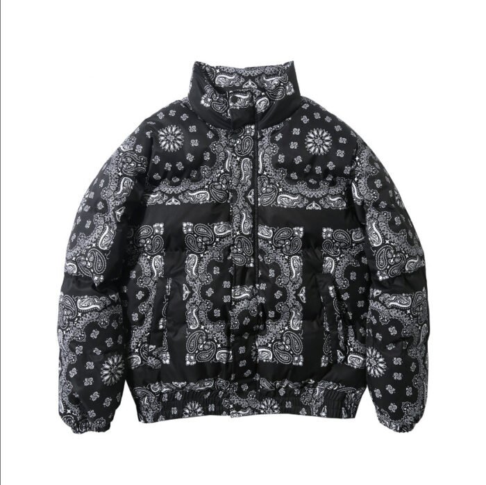 Printed Stand Collar Cotton Coat High Fashion Walk - Image 5