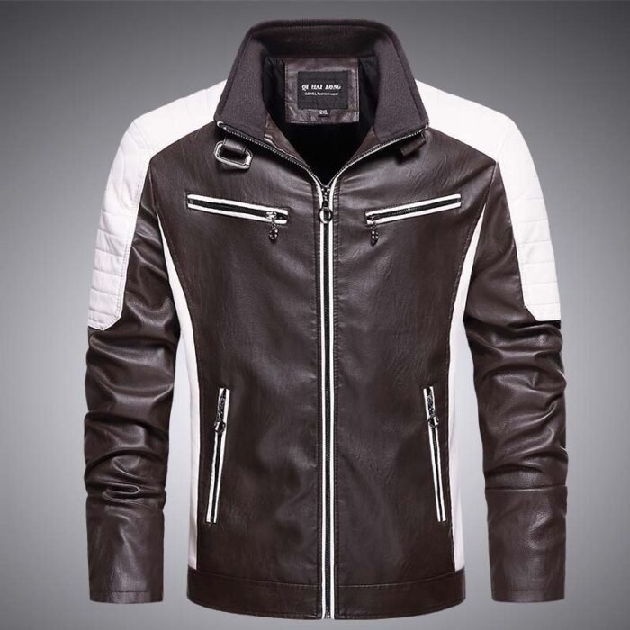 Locomotive PU Leather Autumn Thin Trendy Brand Jacket Vegan Leather - Image 4