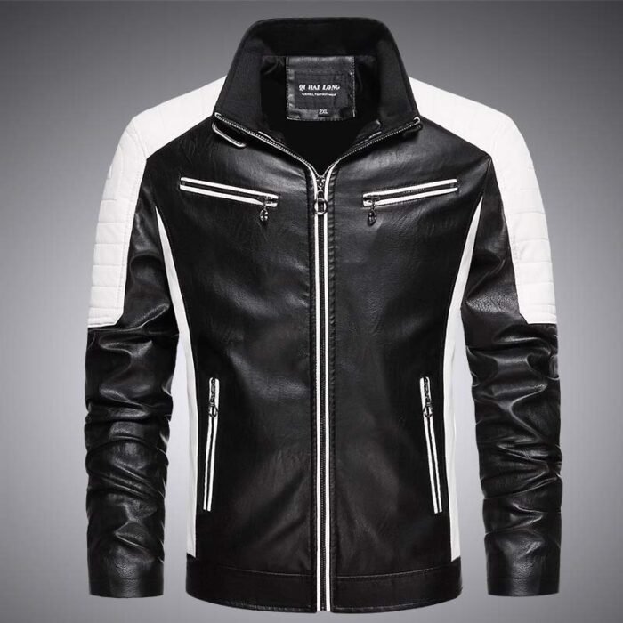 Locomotive PU Leather Autumn Thin Trendy Brand Jacket Vegan Leather - Image 5