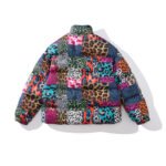 Men’s Leopard Print Contrast Patchwork Stand Collar Padded Jacket - Image 9