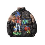 Ins European and American graffiti printed cotton coat