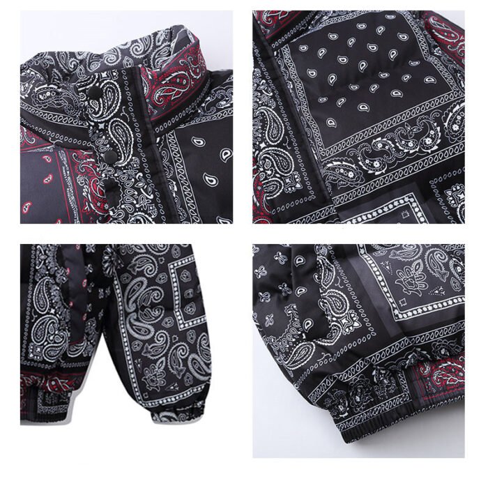 Retro Cashew Flower Full Print Padded Coat - Image 5
