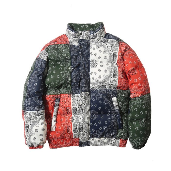 Printed Stand Collar Cotton Coat High Fashion Walk - Image 4