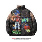 Ins European and American graffiti printed cotton coat - Image 5
