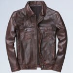Lapel Motorcycle Leather Men’s Casual Retro Leather Jacket Coat