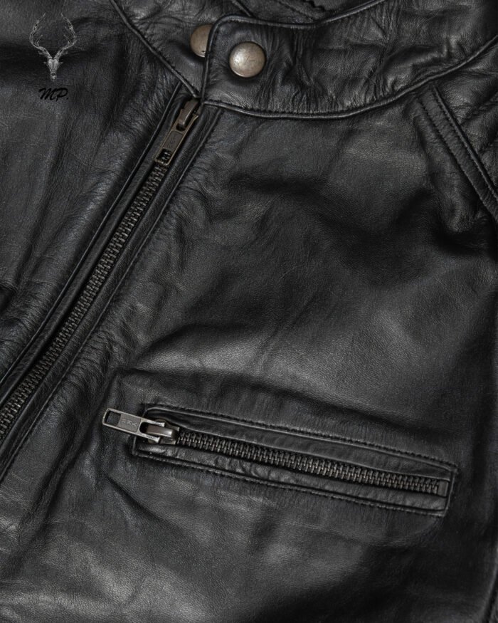 Liverpool stunt black full grain cowhide Leather jacket motorbike fashion jacket - Image 3