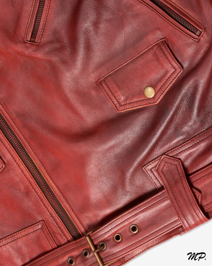 Urban Roar Premium Double Waxed Full Grain Dark Brown Leather Motorbike Jacket Fashion Jacket - Image 12