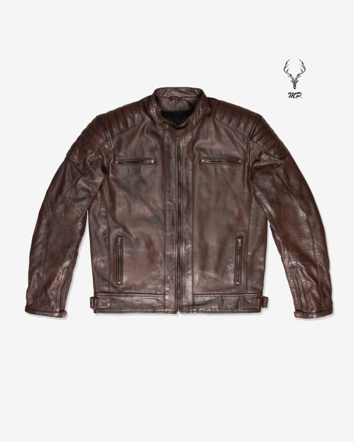 MP Midnight Motova Full Grain Distressed Motorbike Leather Jacket for Racers & Riders - Image 2