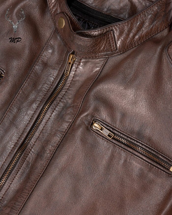 MP Midnight Motova Full Grain Distressed Motorbike Leather Jacket for Racers & Riders - Image 3