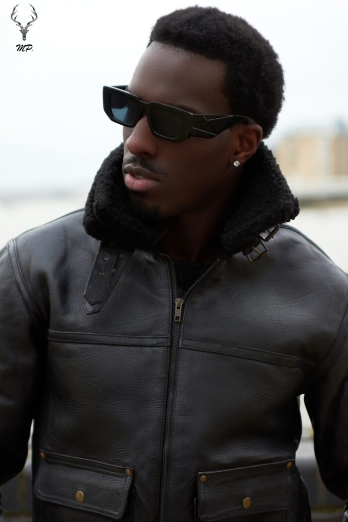 MP Woodland Vanguard Rugged & Distress Full Grain Cowhide Full Sherpa Fur Stiff FashionLeather Jacket - Image 6
