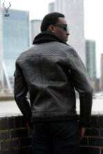 MP Woodland Vanguard Rugged & Distress Full Grain Cowhide Full Sherpa Fur Stiff FashionLeather Jacket - Image 7