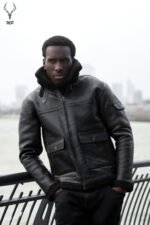 MP Woodland Vanguard Rugged & Distress Full Grain Cowhide Full Sherpa Fur Stiff FashionLeather Jacket - Image 8