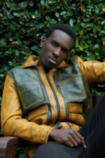 Gold Rush Weekend Warrior Two Tune Premium Yellow Gold Black Distressed Full Grain Leather Jacket - Image 2