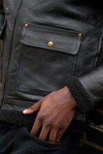 MP Woodland Vanguard Rugged & Distress Full Grain Cowhide Full Sherpa Fur Stiff FashionLeather Jacket - Image 10