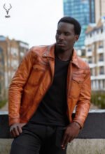 Gold Rush Texas Day Premium Yellow Gold Waxed Full Grain Leather Jacket - Image 2