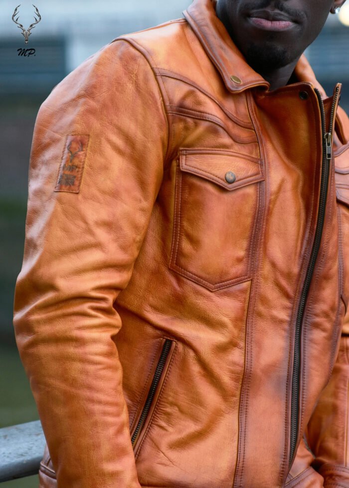 Gold Rush Texas Day Premium Yellow Gold Waxed Full Grain Leather Jacket - Image 5