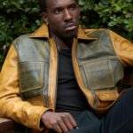 Gold Rush Weekend Warrior Two Tune Premium Yellow Gold Black Distressed Full Grain Leather Jacket