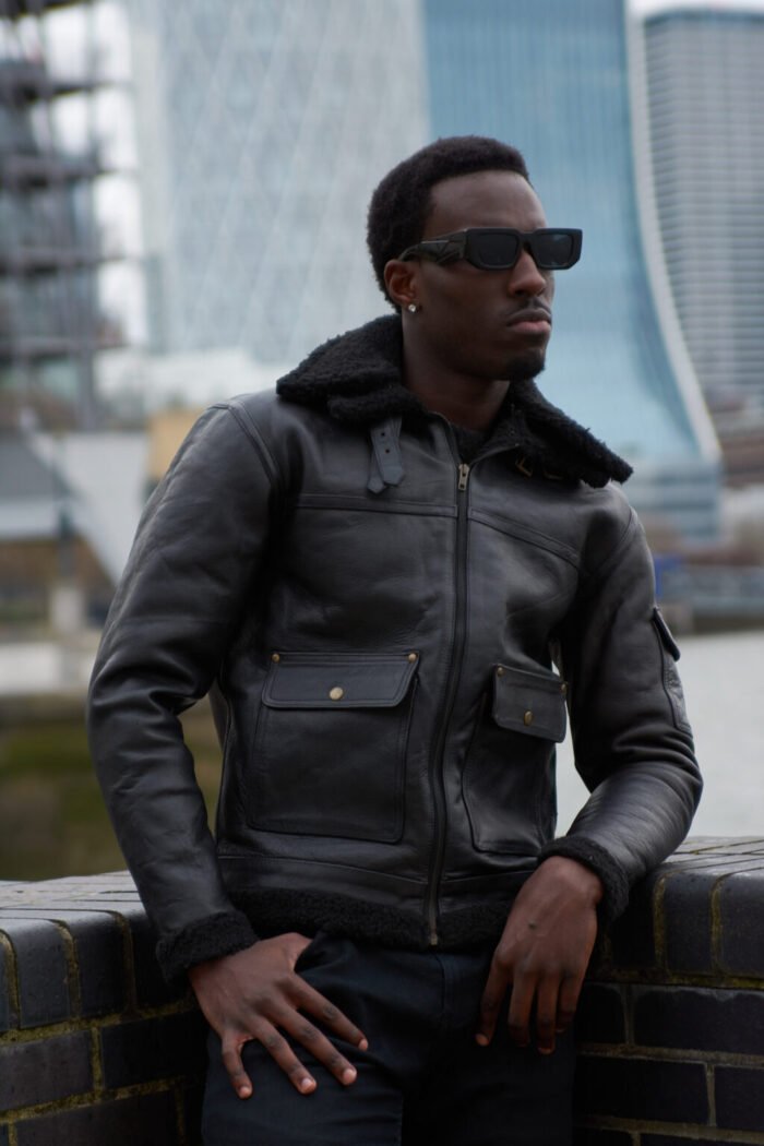 MP Woodland Vanguard Rugged & Distress Full Grain Cowhide Full Sherpa Fur Stiff FashionLeather Jacket - Image 12