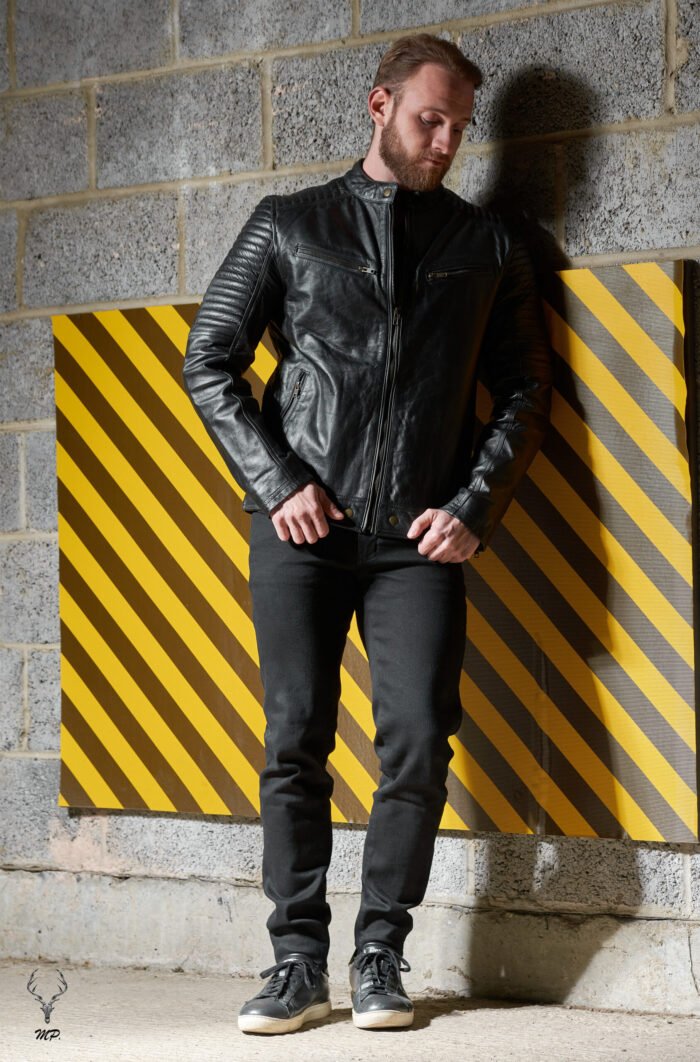 Liverpool stunt black full grain cowhide Leather jacket motorbike fashion jacket - Image 12