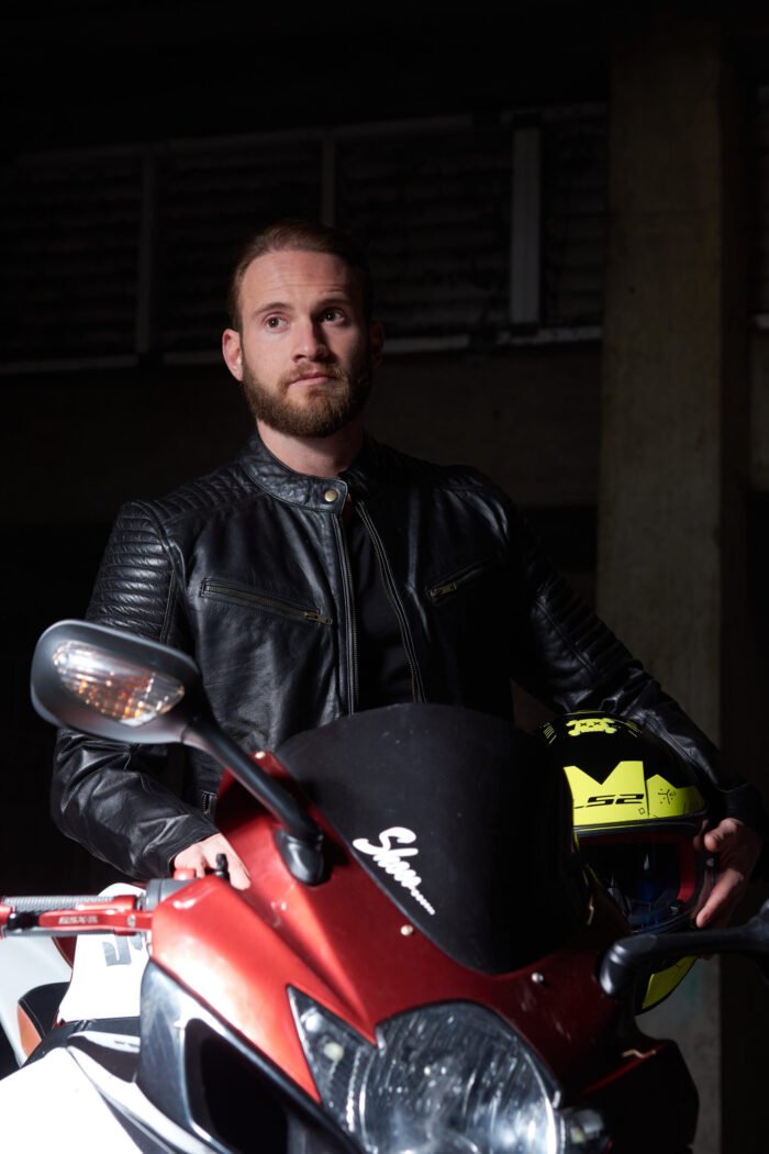 Liverpool stunt black full grain cowhide Leather jacket motorbike fashion jacket - Image 13