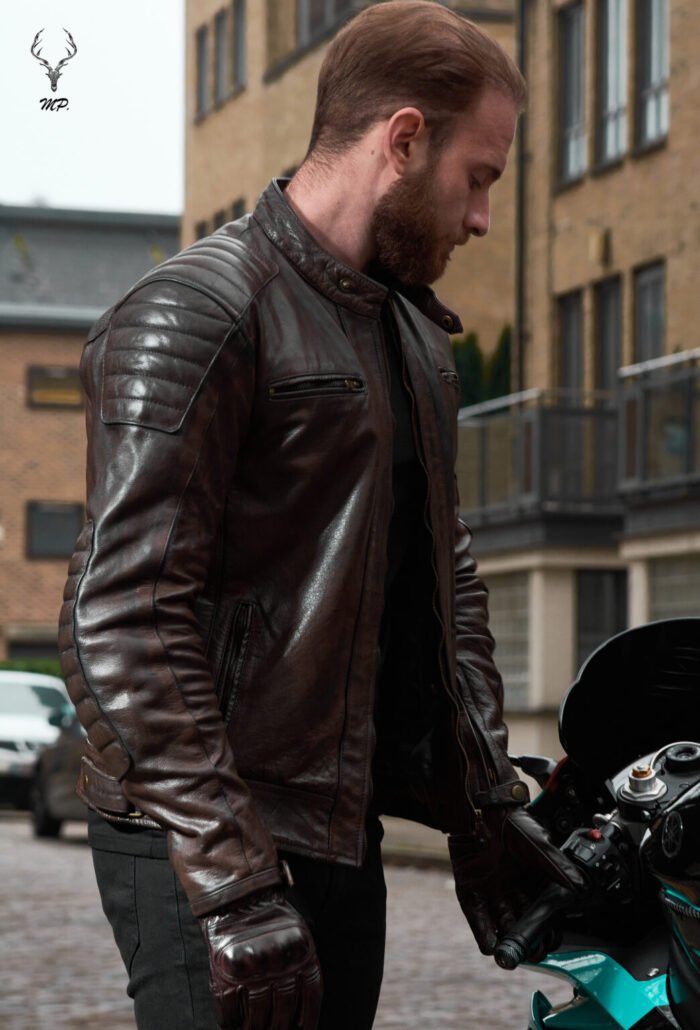 MP Midnight Motova Full Grain Distressed Motorbike Leather Jacket for Racers & Riders - Image 9