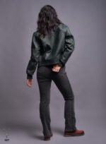MP Blush Belle Dark OliveWaxed Oiled Aniline Leather With Royal Garden Branded Satin - Image 10