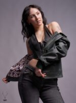 MP Blush Belle Dark OliveWaxed Oiled Aniline Leather With Royal Garden Branded Satin - Image 9
