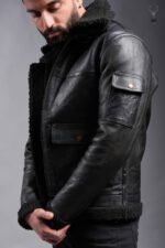 MP Woodland Vanguard Rugged & Distress Full Grain Cowhide Full Sherpa Fur Stiff FashionLeather Jacket - Image 16