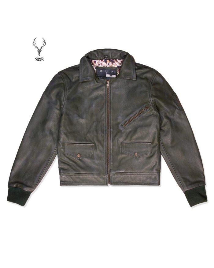 MP Blush Belle Dark OliveWaxed Oiled Aniline Leather With Royal Garden Branded Satin - Image 8