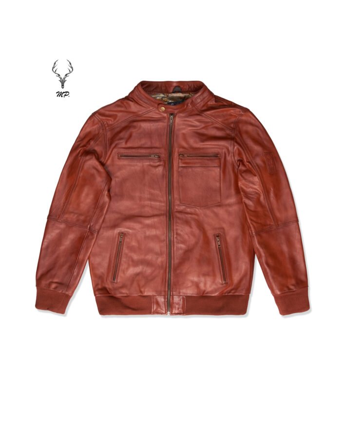 Elegance Terre Cuite Veste Stylish Wood Brown Full Grain Cowhide Leather Jacket Unisex - Image 2