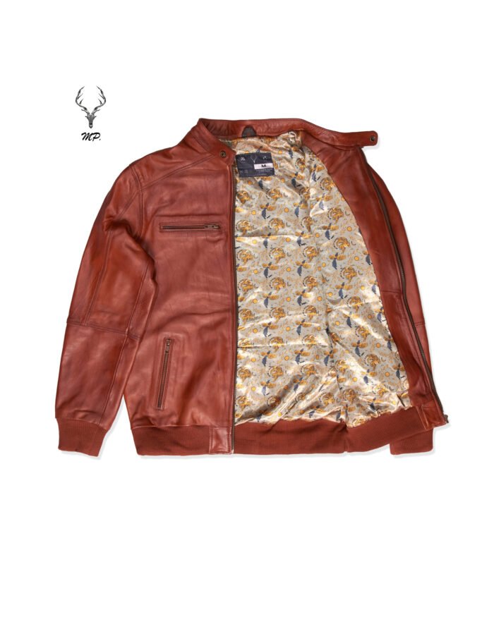 Elegance Terre Cuite Veste Stylish Wood Brown Full Grain Cowhide Leather Jacket Unisex - Image 3