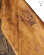 Gold Rush Weekend Warrior Two Tune Premium Yellow Gold Black Distressed Full Grain Leather Jacket - Image 13