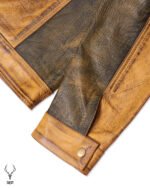 Gold Rush Weekend Warrior Two Tune Premium Yellow Gold Black Distressed Full Grain Leather Jacket - Image 19