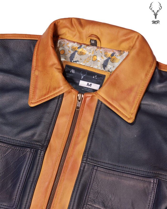 The Wild Scotsman Gold Rush High End Premium Trio Tune Cowhide Leather Jacket - Image 3
