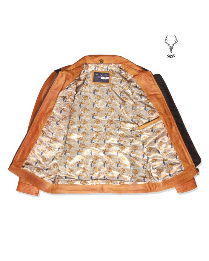 The Wild Scotsman Gold Rush High End Premium Trio Tune Cowhide Leather Jacket - Image 7