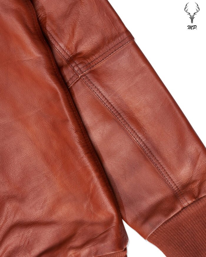 Elegance Terre Cuite Veste Stylish Wood Brown Full Grain Cowhide Leather Jacket Unisex - Image 9