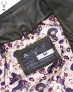 MP Blush Belle Dark OliveWaxed Oiled Aniline Leather With Royal Garden Branded Satin - Image 4
