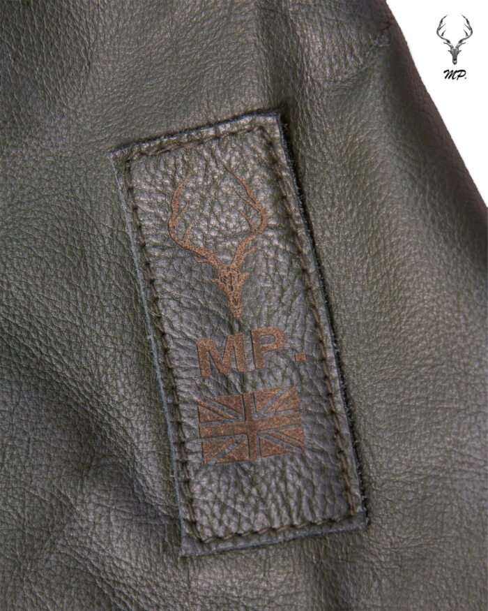 MP Blush Belle Dark OliveWaxed Oiled Aniline Leather With Royal Garden Branded Satin - Image 3