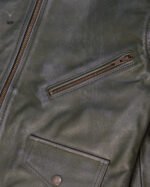 MP Blush Belle Dark OliveWaxed Oiled Aniline Leather With Royal Garden Branded Satin - Image 2
