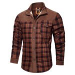 Men’s Thick Corduroy Fleece-lined Long Sleeve Stitching Jacket - Image 6