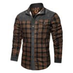 Men’s Thick Corduroy Fleece-lined Long Sleeve Stitching Jacket - Image 3