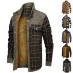 Men’s Thick Corduroy Fleece-lined Long Sleeve Stitching Jacket