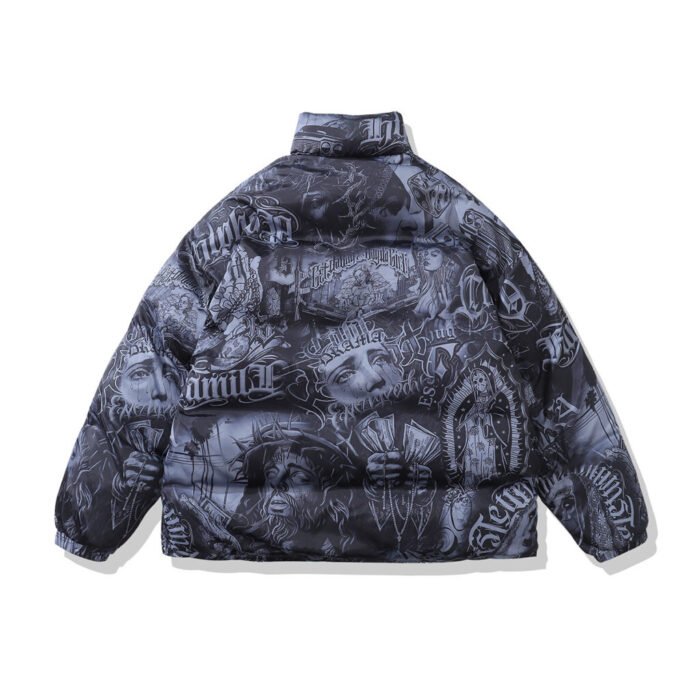 Stand Collar Jacket High Street Couple Casual Cotton Padded Clothes - Image 3