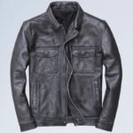 Lapel Motorcycle Leather Men’s Casual Retro Leather Jacket Coat - Image 4