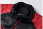 Motorcycle Stitching Leather Jacket Men Stand Collar Retro Vegan Leather - Image 3