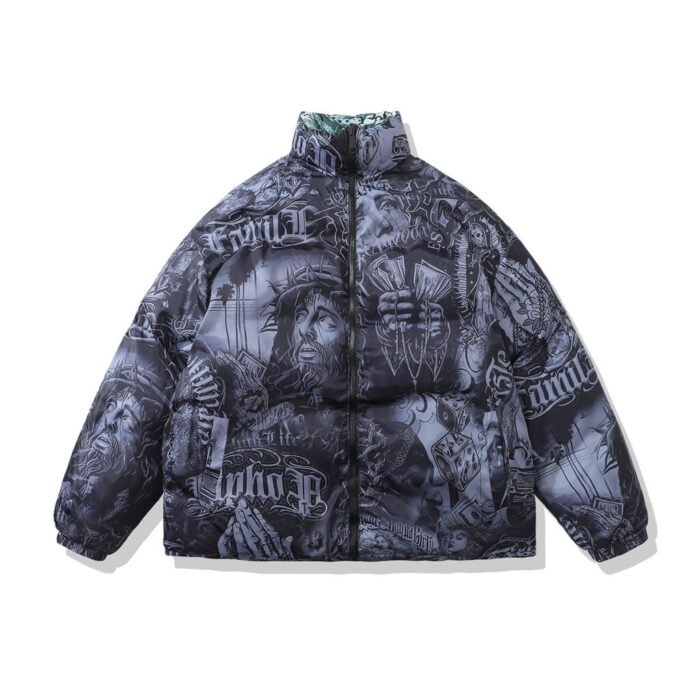 Stand Collar Jacket High Street Couple Casual Cotton Padded Clothes - Image 2