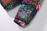 Men’s Leopard Print Contrast Patchwork Stand Collar Padded Jacket - Image 3