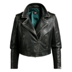 The Monarch Pantra Emerald Drift Distressed Moto Jacket